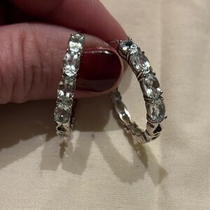 Light Blue Gemstone and Silver Hoop Earrings